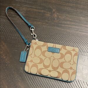 Coach Khaki and Teal Wristlet